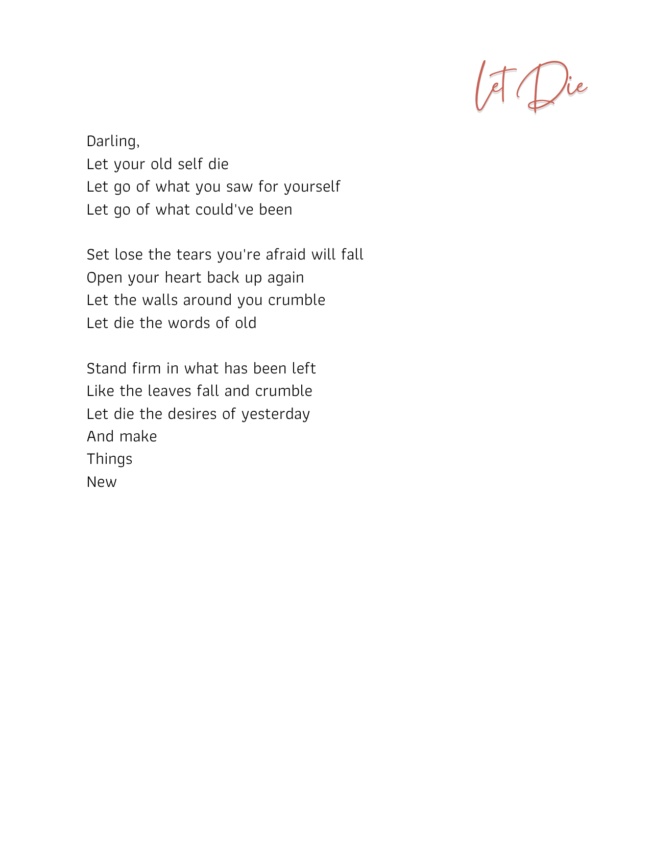 "Let Die" Poem