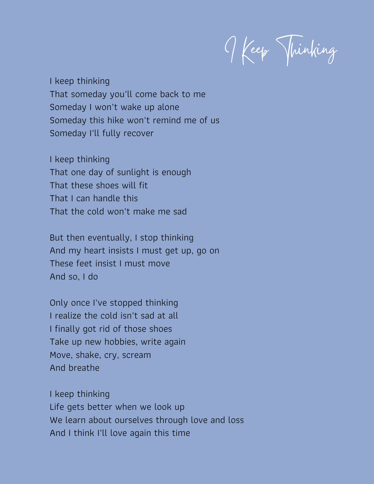 "I Keep Thinking" Poem