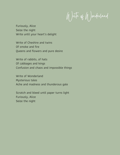 "Write of Wonderland" Poem
