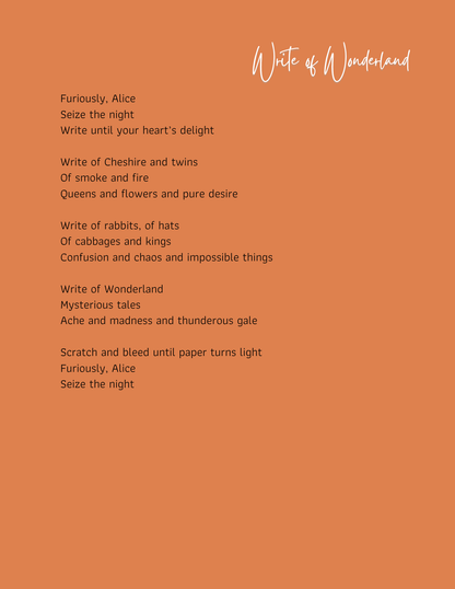 "Write of Wonderland" Poem