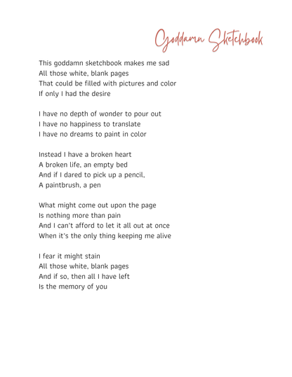 "Goddamn Sketchbook" Poem