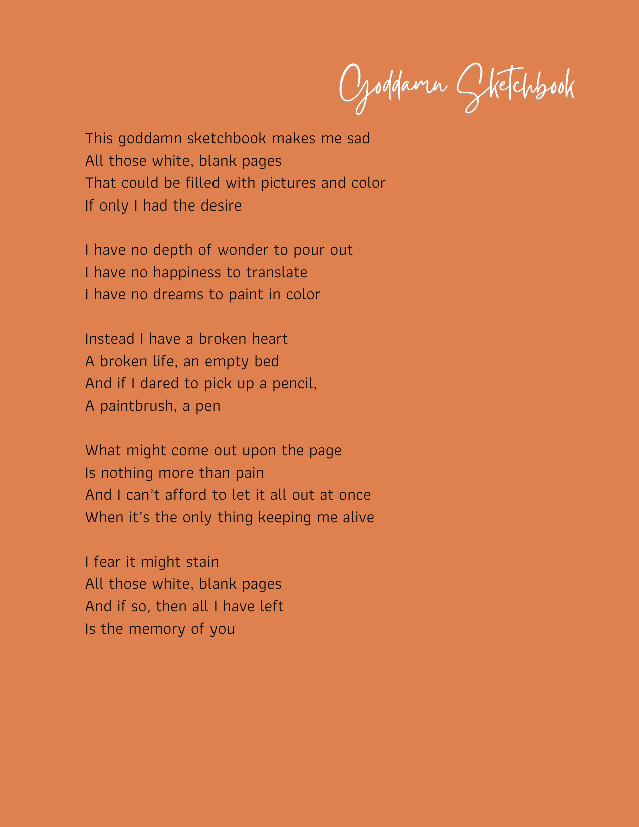 "Goddamn Sketchbook" Poem