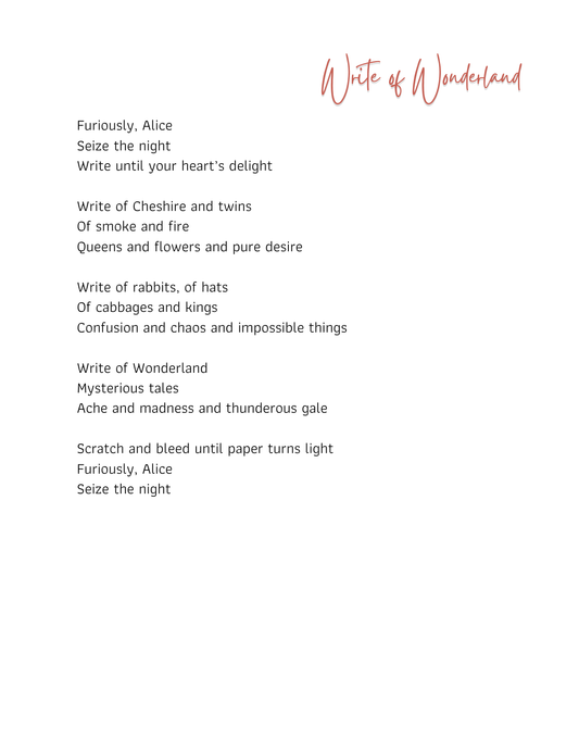 "Write of Wonderland" Poem