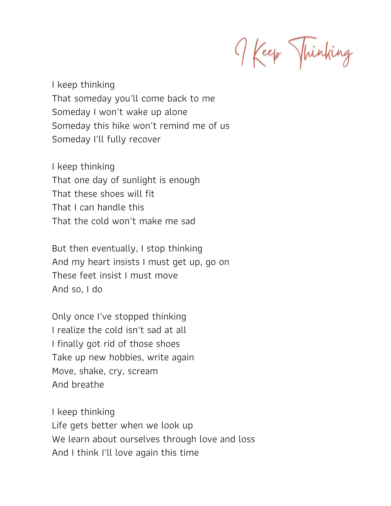 "I Keep Thinking" Poem